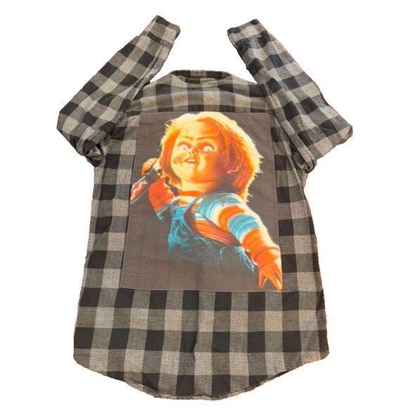 Forever 21 Other - Chucky Forever 21 Sz S Flannel Plaid Gray & Black Button down Retro